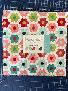 Moda Floral Hexagon Charm Pack in Coral, Mint, Red, Lime